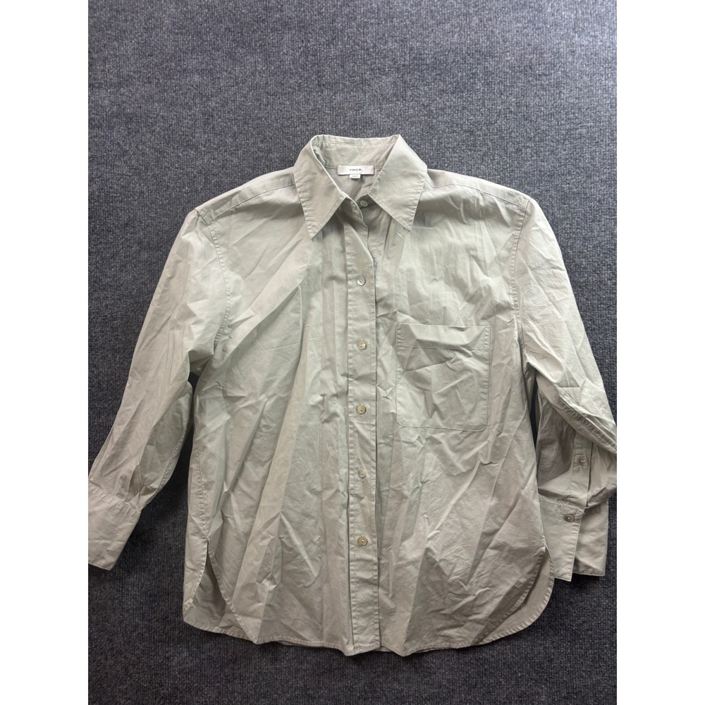 Vince Button Down Shirt Womens XS Sage Green Long Sleeve Cotton VO37012857